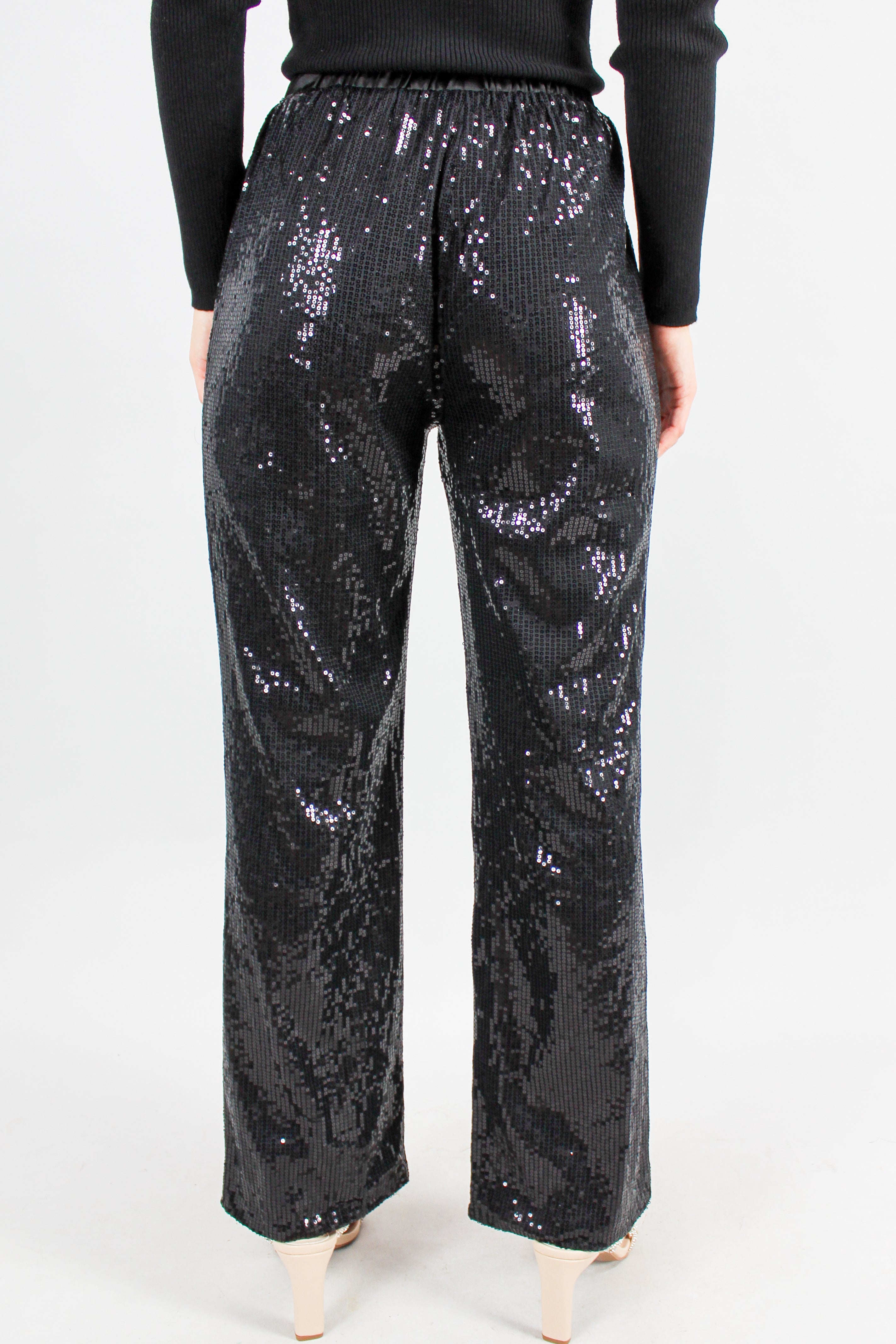 White Christmas Sequin Flare Pants - Frock Candy
