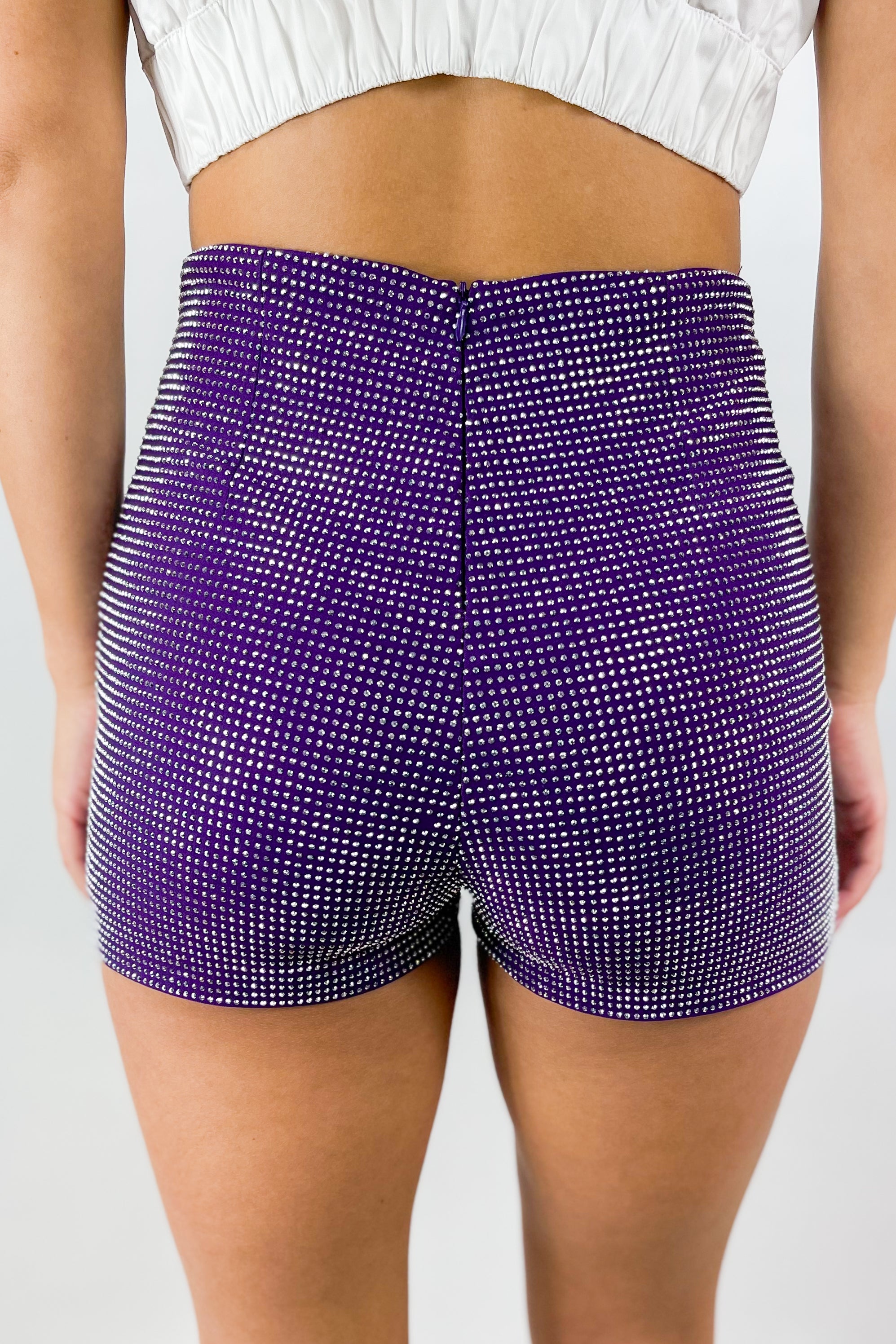 Frock Candy Rhinestone Cowgirl Shorts in Purple Purple / S