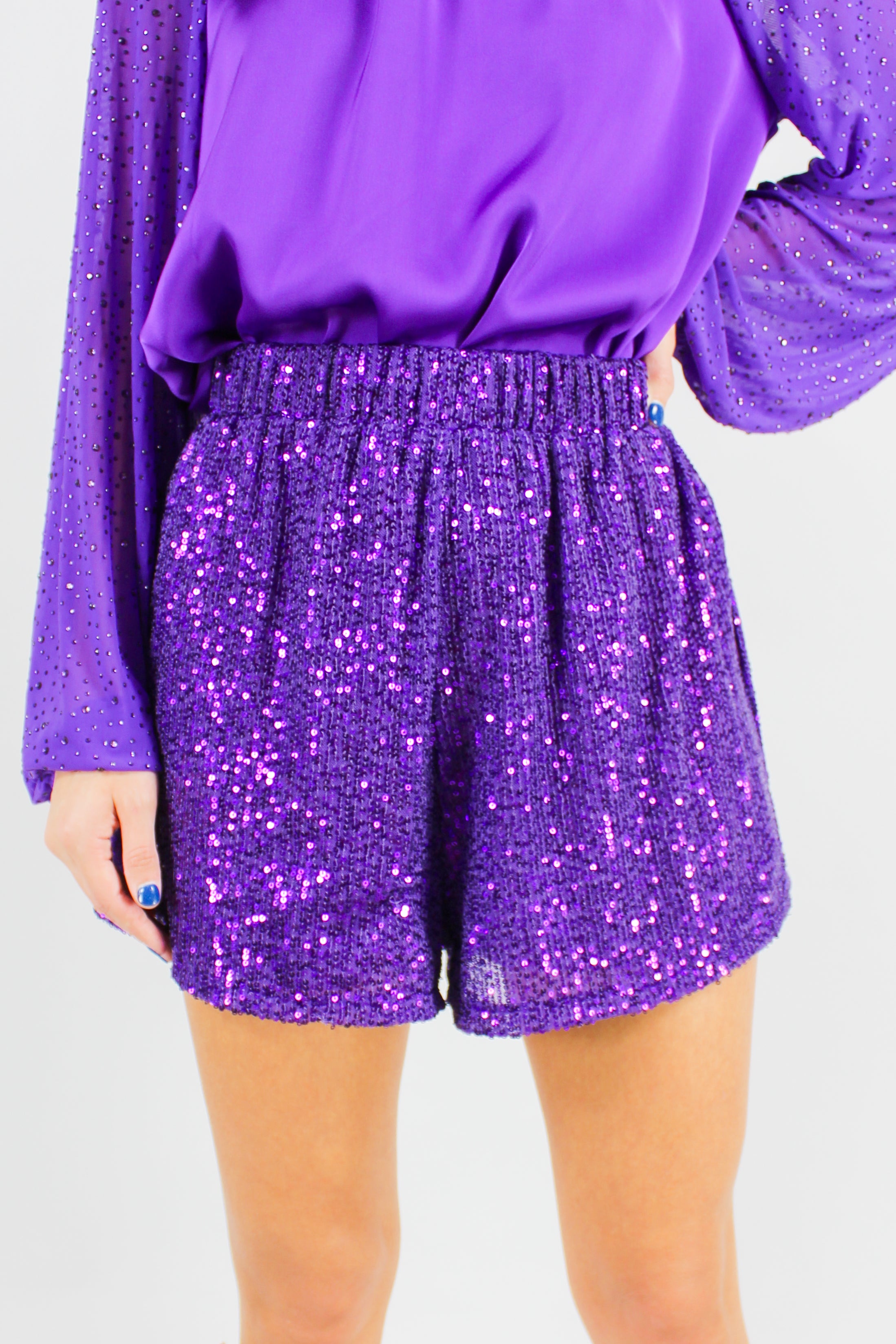 Sequin Shorts Purple