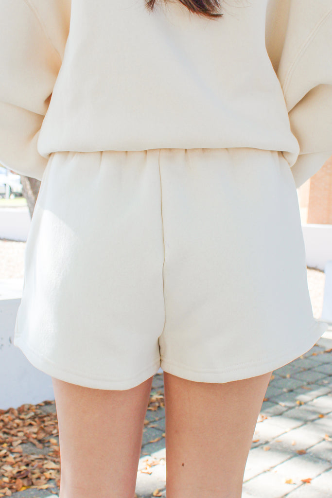 cream smock waist lounge shorts