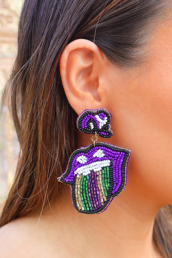 beaded mardi gras earrings