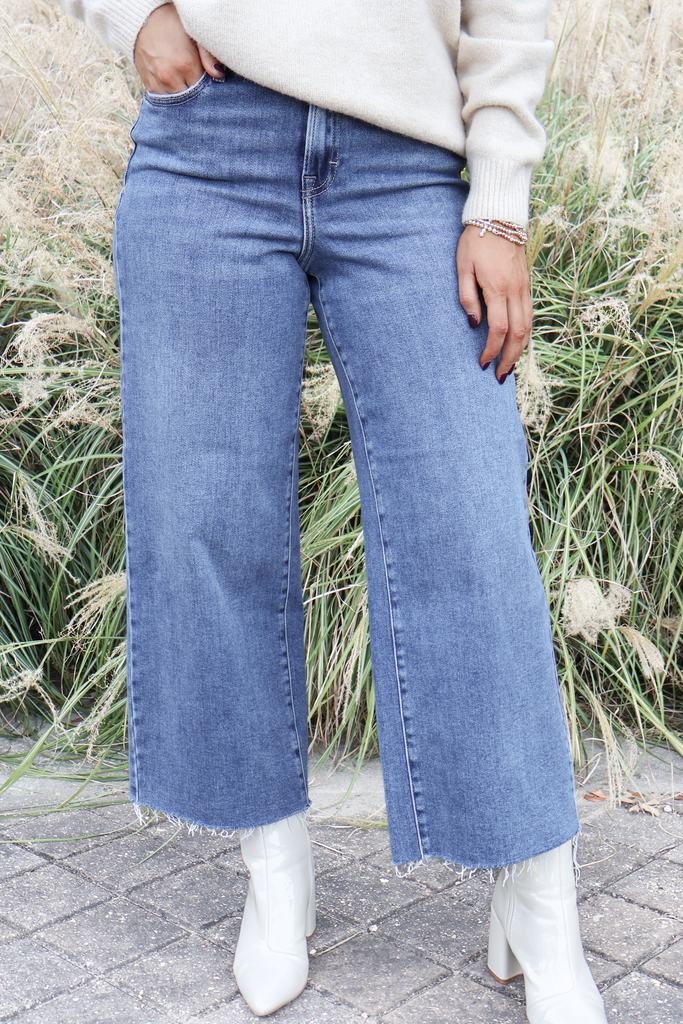 cropped wide leg jeans