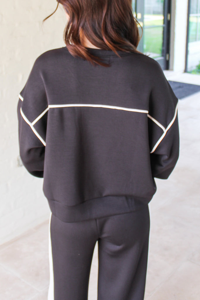 cropped striped crewneck