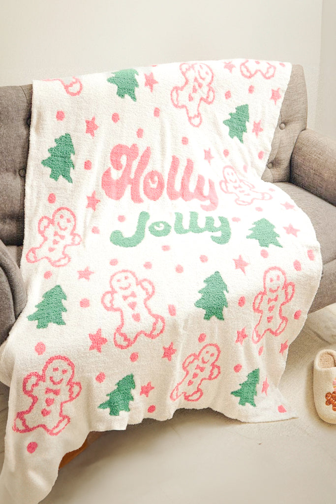 gingerbread man print blanket