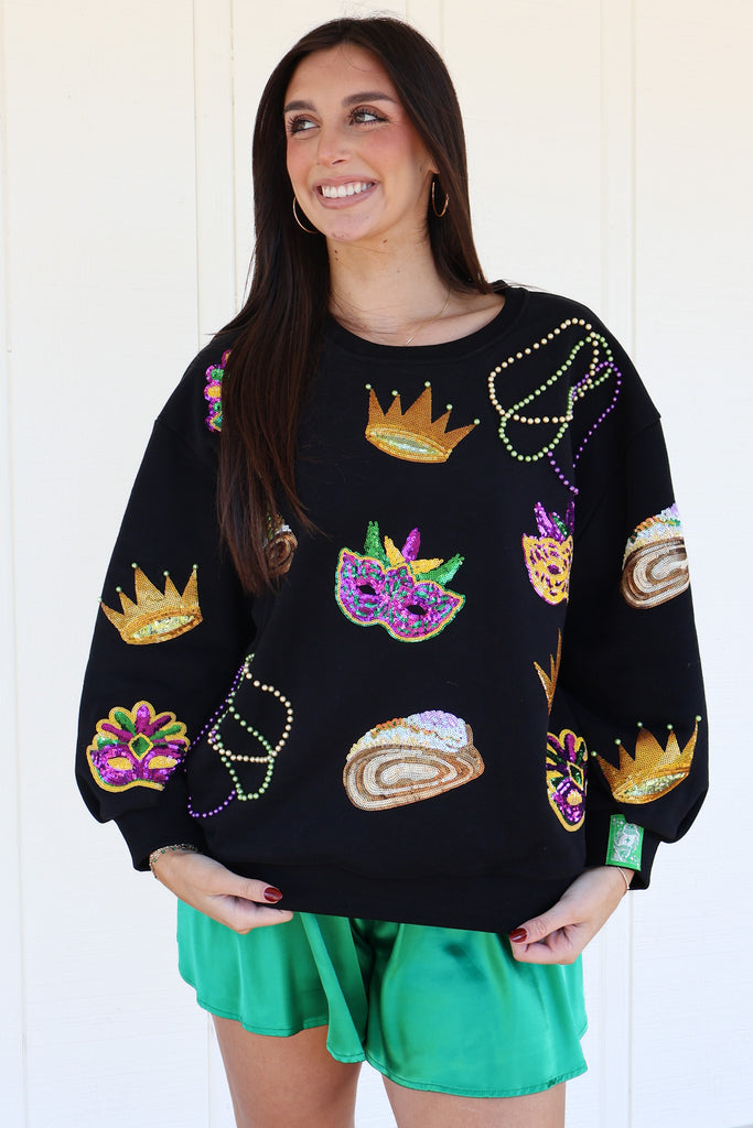 mardi gras sequin sweatshirt