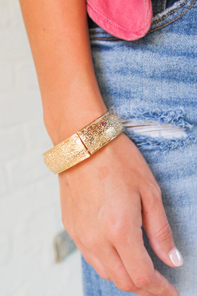 textured metal bracelet