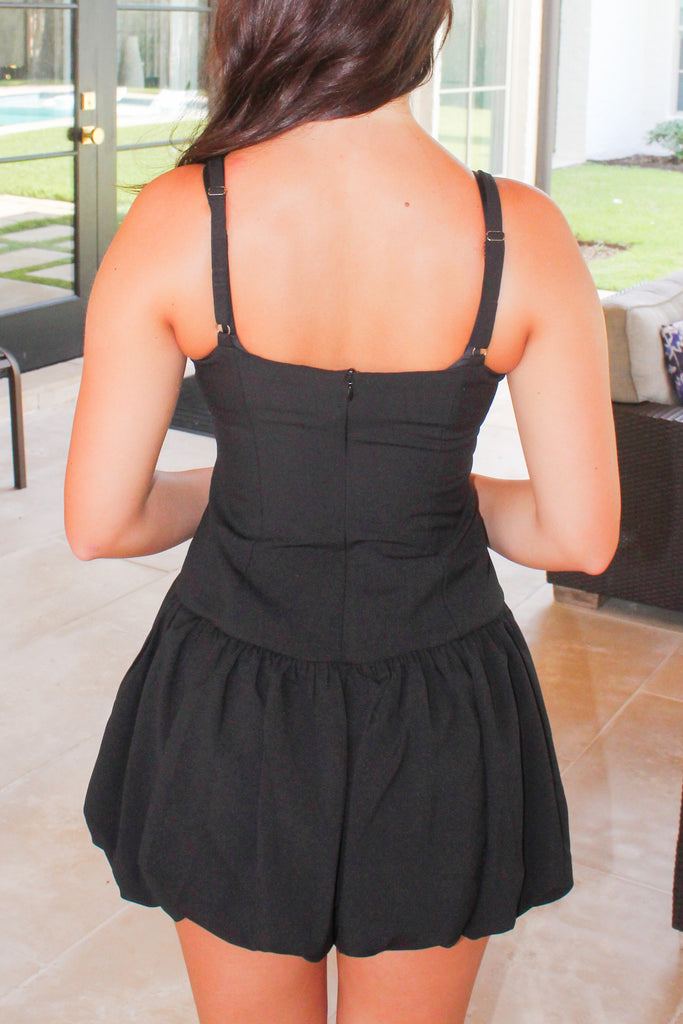 black bubble cutout dress